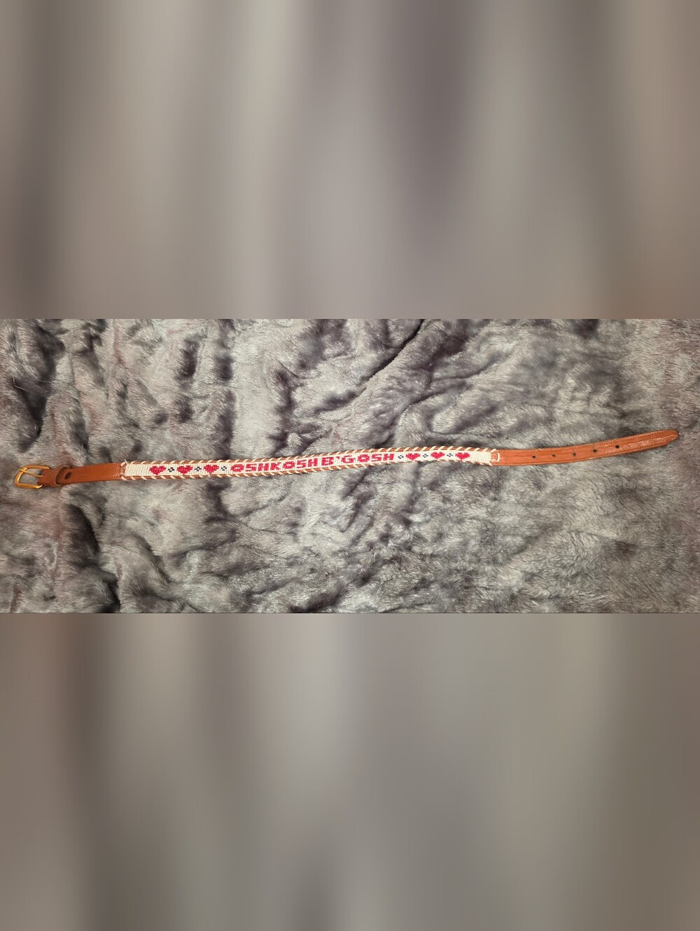 Vintage OshKosh B'gosh Woven Needlepoint Heart Belt Kids M/L 28.5"